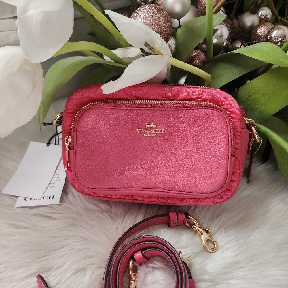 Coach Court Crossbody With RuchingCOLOR:Gold/Confetti Pink new - Picture 2 of 7